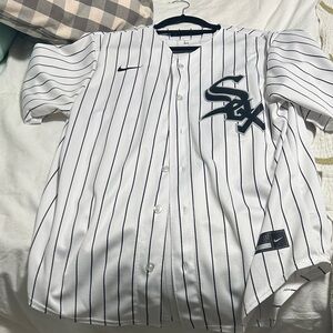 Nike White and Black Striped Jersey